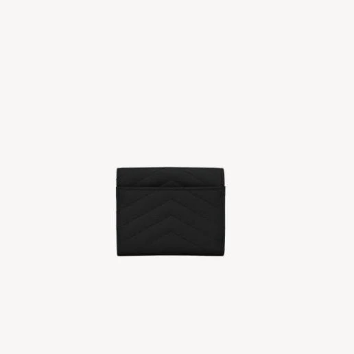 Yves Saint Laurent  Compact Tri Fold Wallet In Grain De Poudre Leather - Image 2