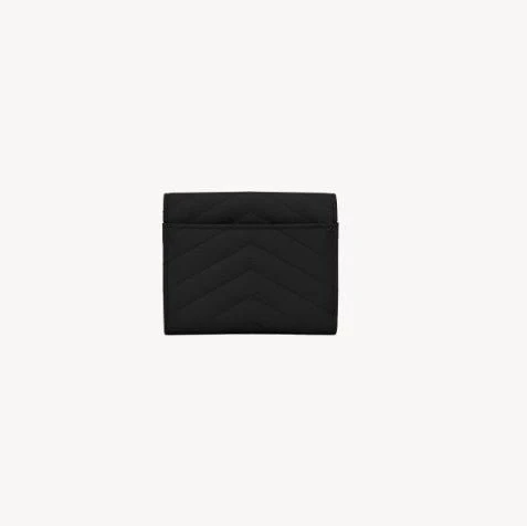 Yves Saint Laurent Compact Tri Fold Wallet In Grain De Poudre Leather - Image 2