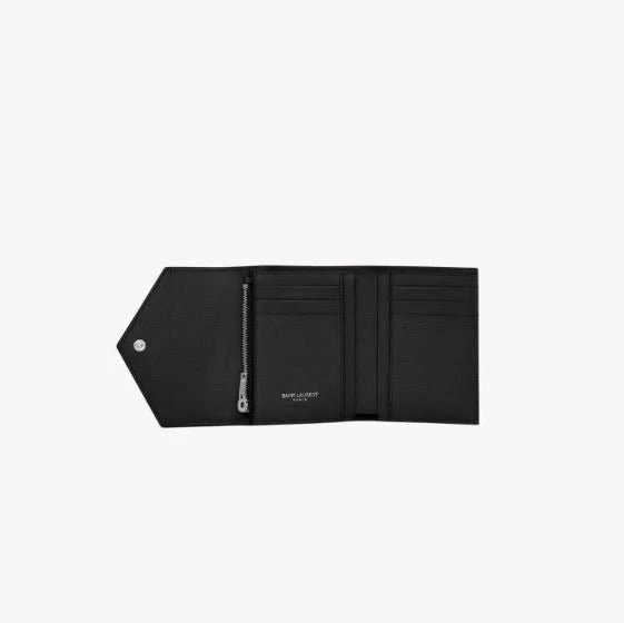 Yves Saint Laurent Compact Tri Fold Wallet In Grain De Poudre Leather - Image 3