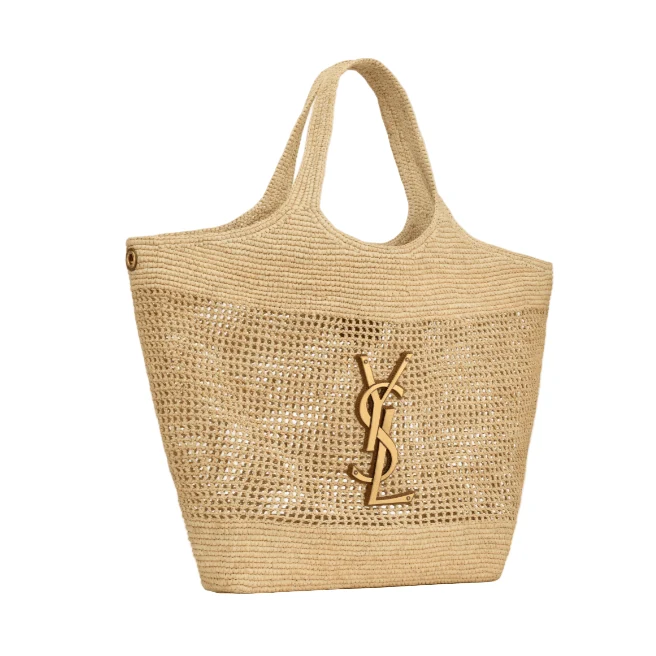 Yves Saint Laurent Icare In Raffia Naturel And Brown Gold - Image 5