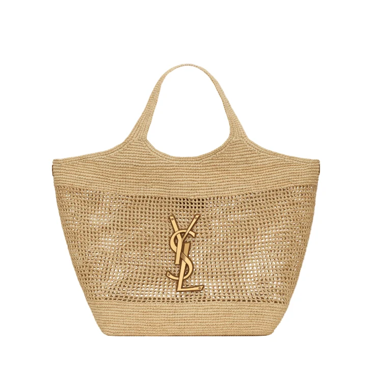 Yves Saint Laurent Icare In Raffia Naturel And Brown Gold - Image 6