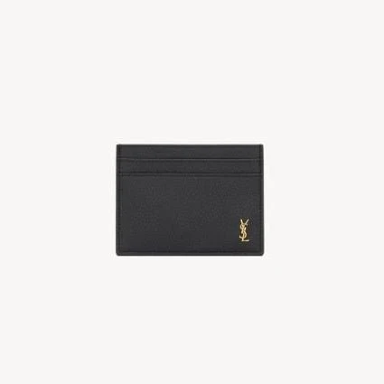 Yves Saint Laurent Tint Cassandre Card Case In Grained Leather