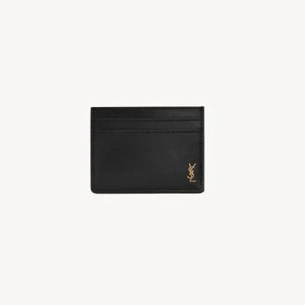 Yves Saint Laurent Tiny Cassandre Credit Card Case In Shiny Leather