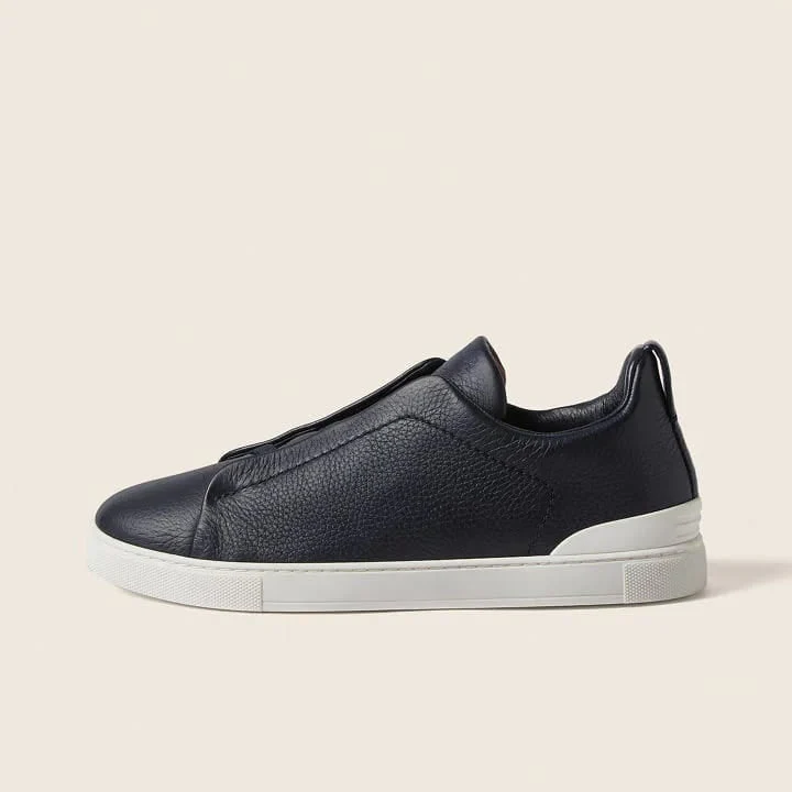Zegna  Black Triple Stitch Sneakers - Image 2