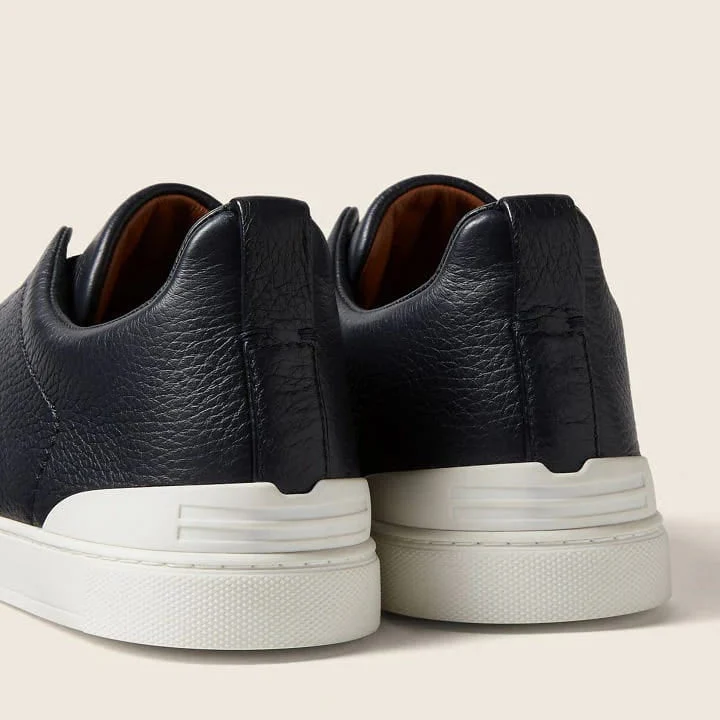 Zegna  Black Triple Stitch Sneakers - Image 3